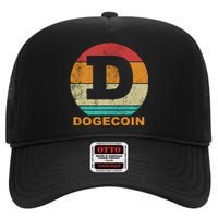 Dogecoin Meme Retro Vintage Style High Crown Mesh Back Trucker Hat