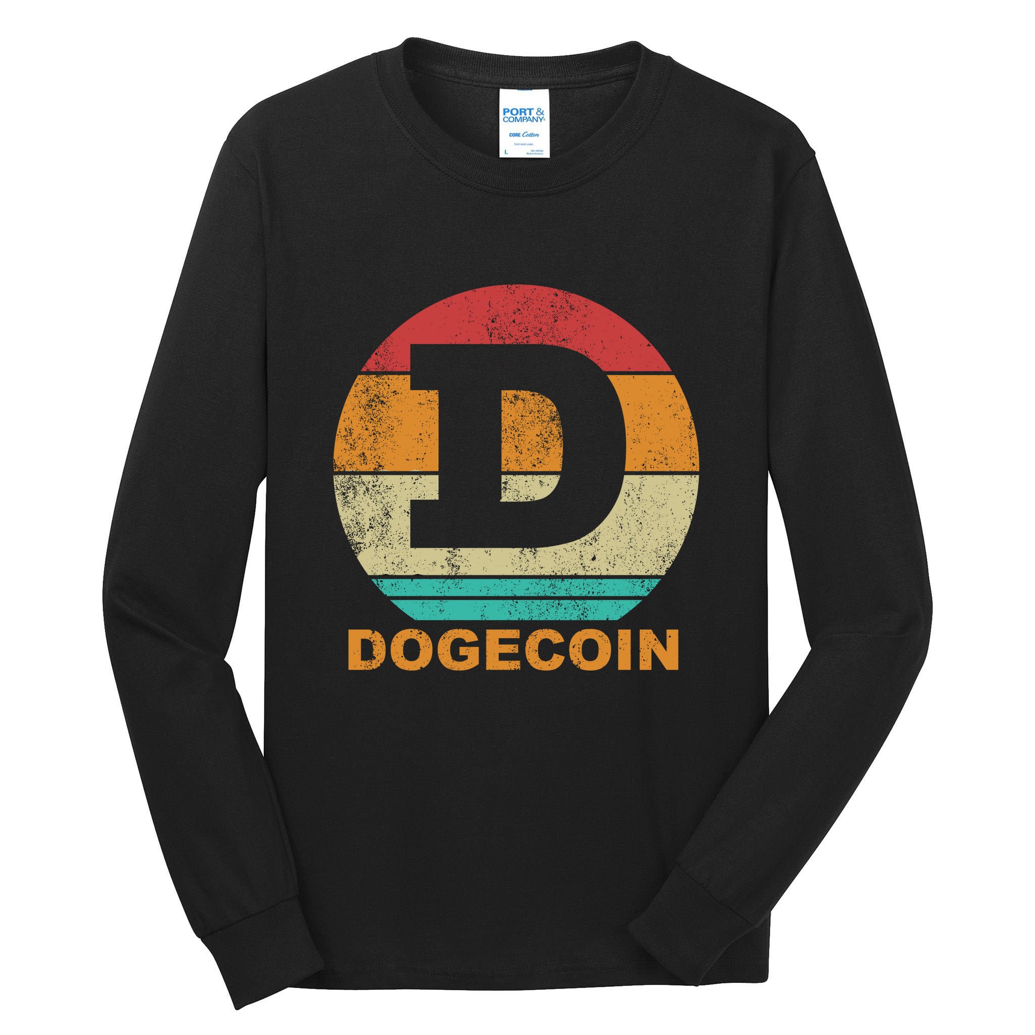 Dogecoin Meme Retro Vintage Style Tall Long Sleeve T-Shirt