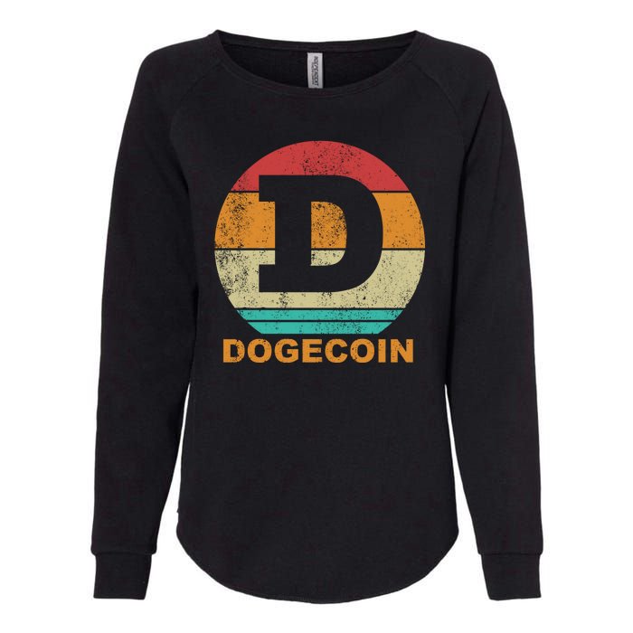 Dogecoin Meme Retro Vintage Style Womens California Wash Sweatshirt