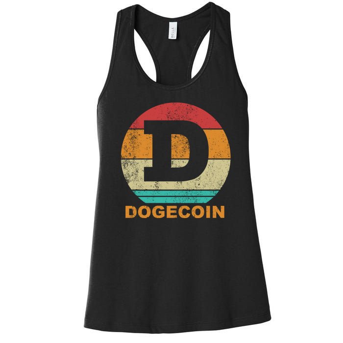 Dogecoin Meme Retro Vintage Style Women's Racerback Tank