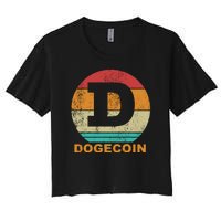 Dogecoin Meme Retro Vintage Style Women's Crop Top Tee