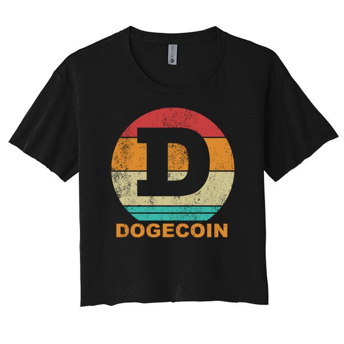 Dogecoin Meme Retro Vintage Style Women's Crop Top Tee