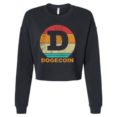 Dogecoin Meme Retro Vintage Style Cropped Pullover Crew