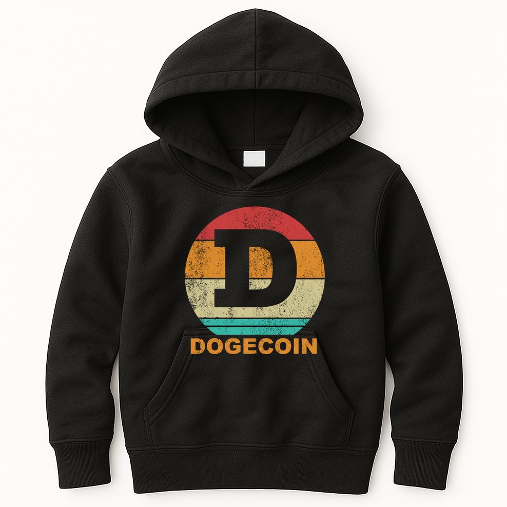 Dogecoin Meme Retro Vintage Style Kids Hoodie