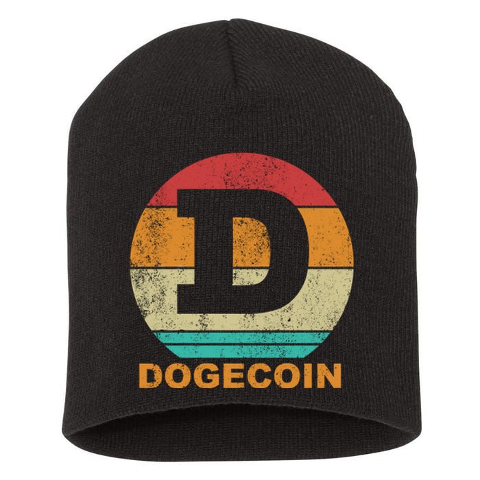 Dogecoin Meme Retro Vintage Style Short Acrylic Beanie