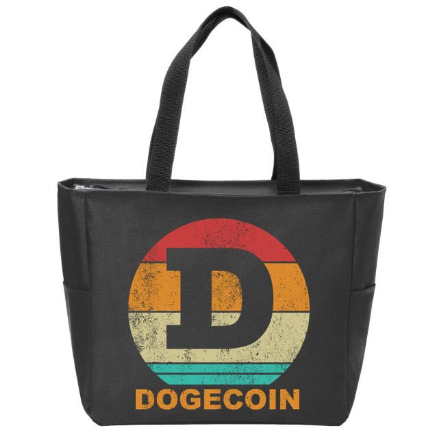 Dogecoin Meme Retro Vintage Style Zip Tote Bag