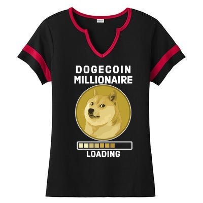 Dogecoin Millionaire Loading Funny Doge Crypto Ladies Halftime Notch Neck Tee