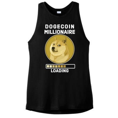 Dogecoin Millionaire Loading Funny Doge Crypto Ladies PosiCharge Tri-Blend Wicking Tank