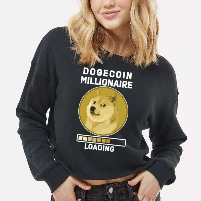 Dogecoin Millionaire Loading Funny Doge Crypto Cropped Pullover Crew