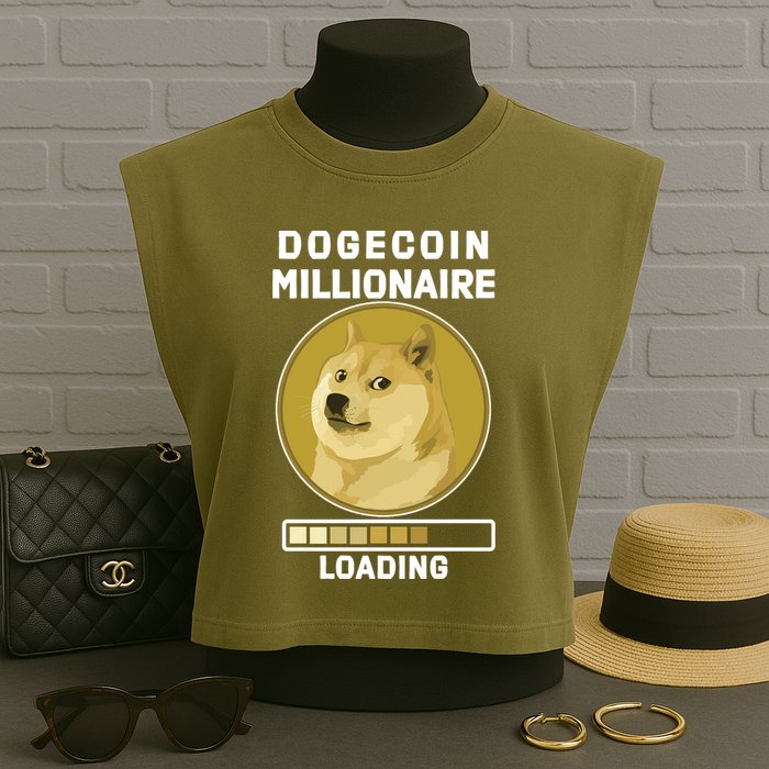 Dogecoin Millionaire Loading Funny Doge Crypto Garment-Dyed Women's Muscle Tee