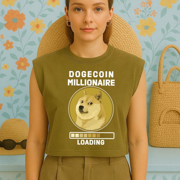 Dogecoin Millionaire Loading Funny Doge Crypto Garment-Dyed Women's Muscle Tee