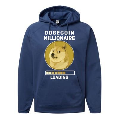 Dogecoin Millionaire Loading Funny Doge Crypto Performance Fleece Hoodie