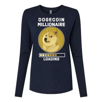 Dogecoin Millionaire Loading Funny Doge Crypto Womens Cotton Relaxed Long Sleeve T-Shirt