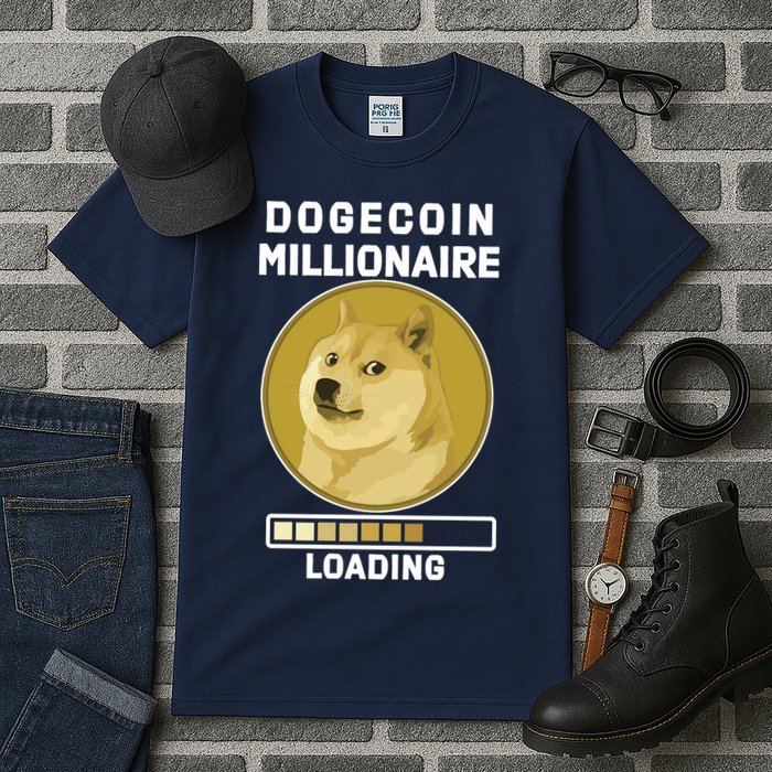 Dogecoin Millionaire Loading Funny Doge Crypto Tall T-Shirt