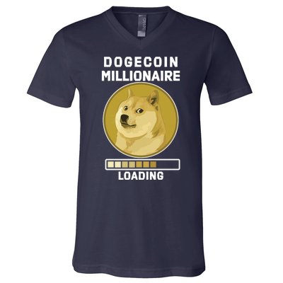 Dogecoin Millionaire Loading Funny Doge Crypto V-Neck T-Shirt