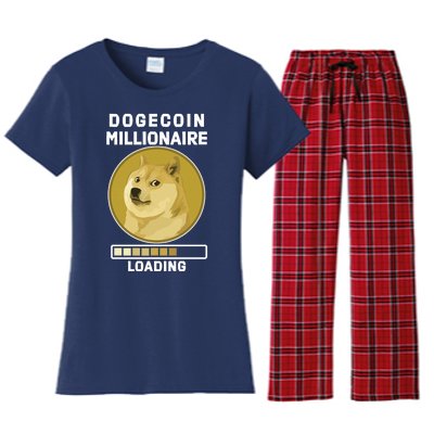 Dogecoin Millionaire Loading Funny Doge Crypto Women's Flannel Pajama Set