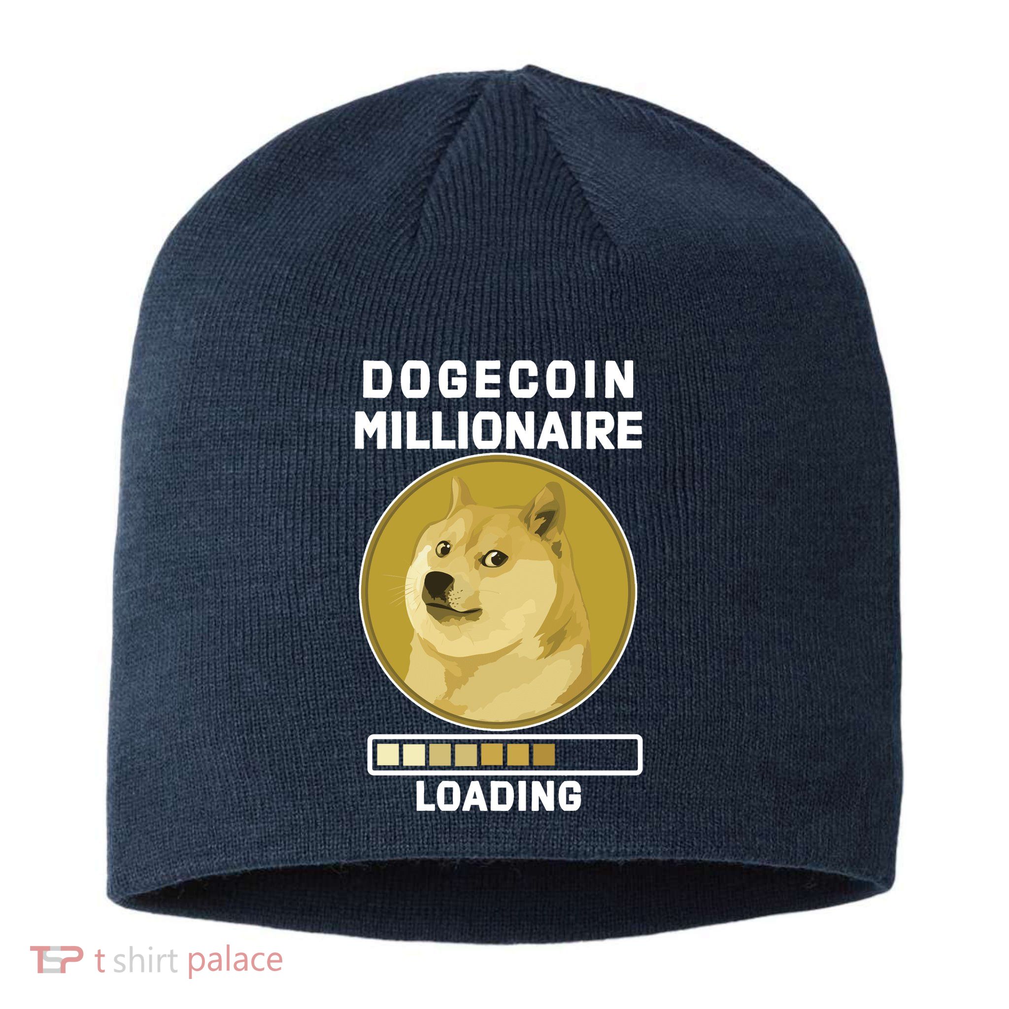 Dogecoin Millionaire Loading Funny Doge Crypto Sustainable Beanie
