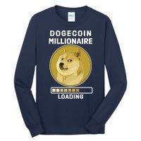 Dogecoin Millionaire Loading Funny Doge Crypto Tall Long Sleeve T-Shirt