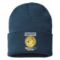 Dogecoin Millionaire Loading Funny Doge Crypto Sustainable Knit Beanie