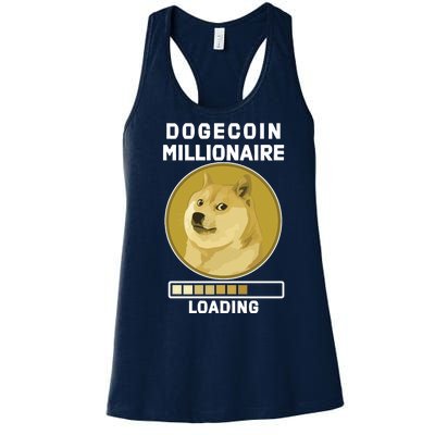 Dogecoin Millionaire Loading Funny Doge Crypto Women's Racerback Tank