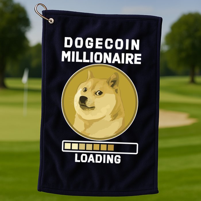 Dogecoin Millionaire Loading Funny Doge Crypto Golf Towel