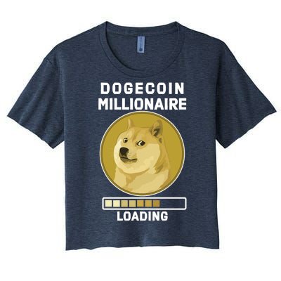 Dogecoin Millionaire Loading Funny Doge Crypto Women's Crop Top Tee