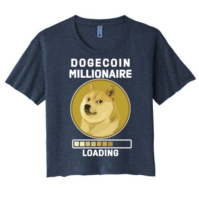 Dogecoin Millionaire Loading Funny Doge Crypto Women's Crop Top Tee