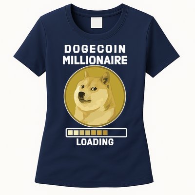 Dogecoin Millionaire Loading Funny Doge Crypto Womens T-Shirt