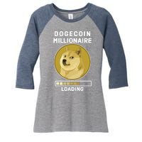 Dogecoin Millionaire Loading Funny Doge Crypto Women's Tri-Blend 3/4-Sleeve Raglan Shirt