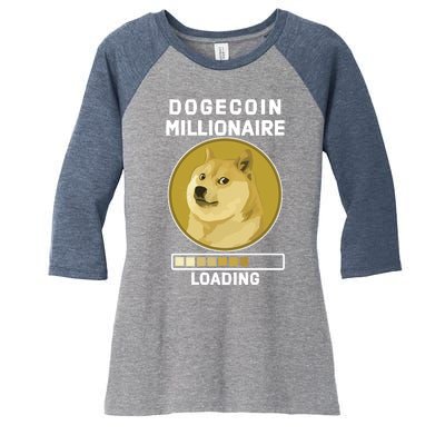 Dogecoin Millionaire Loading Funny Doge Crypto Women's Tri-Blend 3/4-Sleeve Raglan Shirt