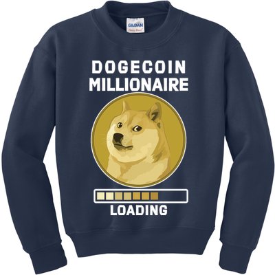 Dogecoin Millionaire Loading Funny Doge Crypto Kids Sweatshirt