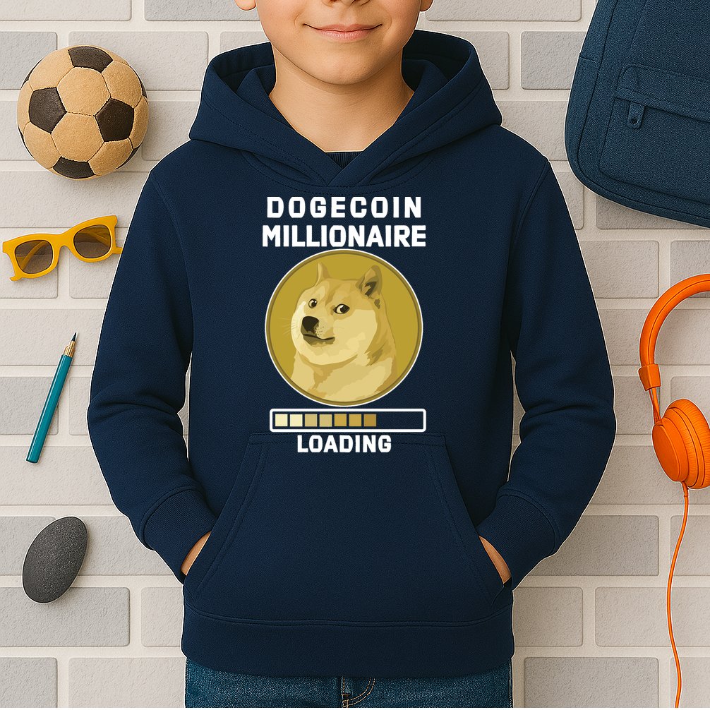 Dogecoin Millionaire Loading Funny Doge Crypto Kids Hoodie