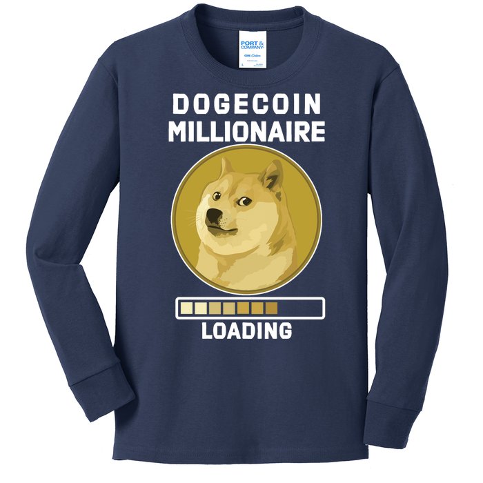 Dogecoin Millionaire Loading Funny Doge Crypto Kids Long Sleeve Shirt