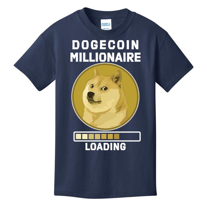 Dogecoin Millionaire Loading Funny Doge Crypto Kids T-Shirt