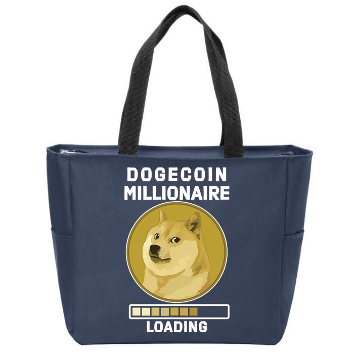 Dogecoin Millionaire Loading Funny Doge Crypto Zip Tote Bag