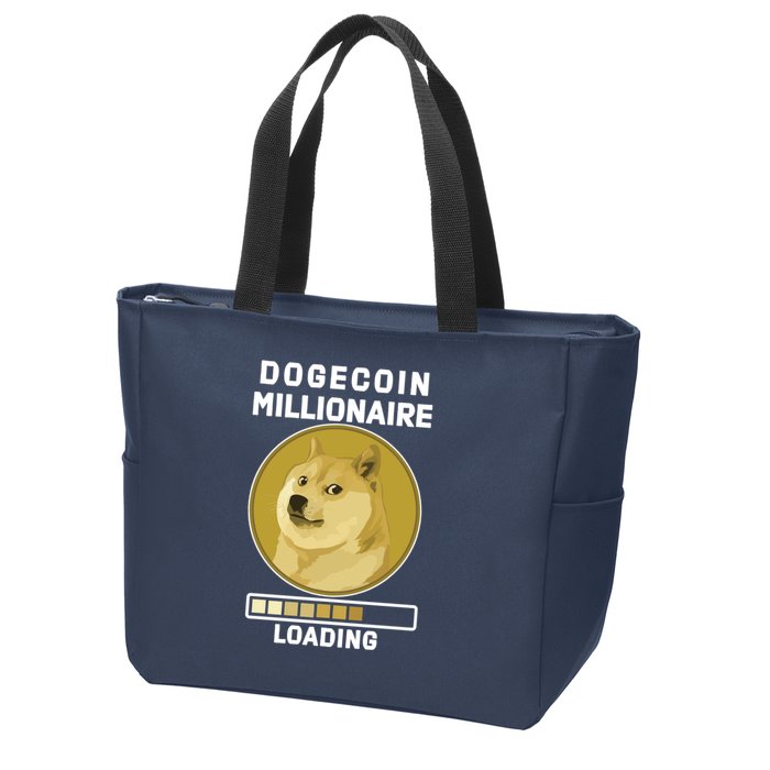 Dogecoin Millionaire Loading Funny Doge Crypto Zip Tote Bag