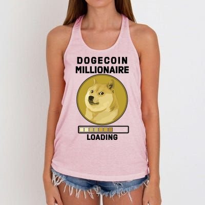 Dogecoin Millionaire Loading Funny Doge Crypto Women's Knotted Racerback Tank