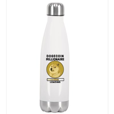 Dogecoin Millionaire Loading Funny Doge Crypto Stainless Steel Insulated Water Bottle