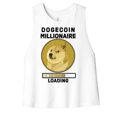 Dogecoin Millionaire Loading Funny Doge Crypto Women's Racerback Cropped Tank