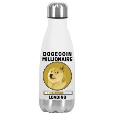 Dogecoin Millionaire Loading Funny Doge Crypto Stainless Steel Insulated Water Bottle