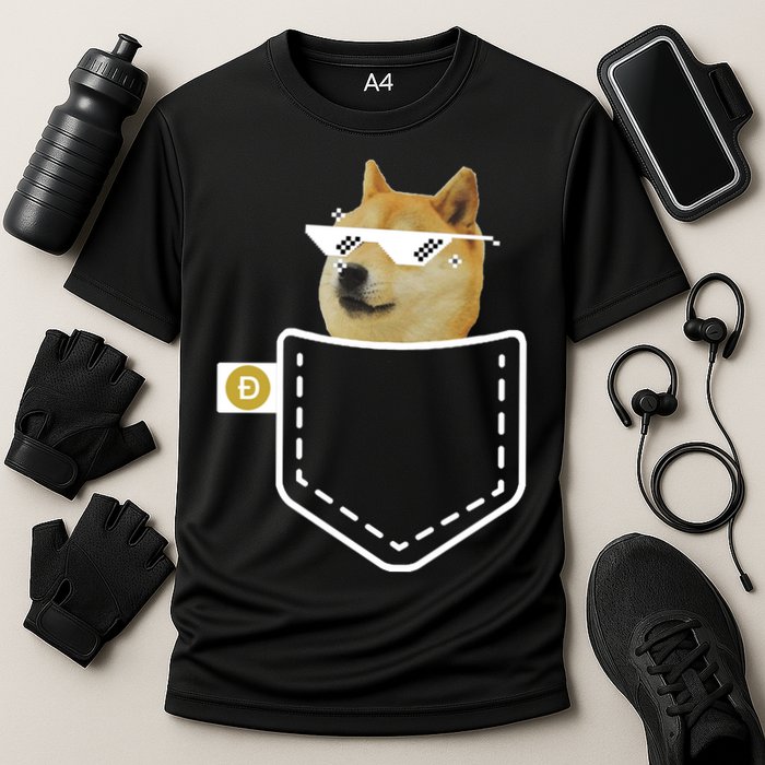 Dogecoin Pocket Doge Coin Performance Shirt