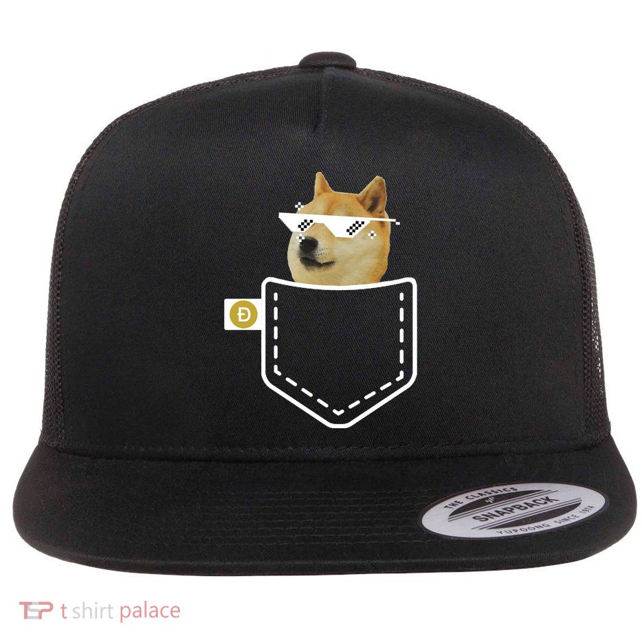Dogecoin Pocket Doge Coin Flat Bill Trucker Hat