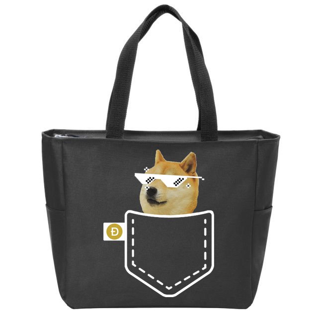 Dogecoin Pocket Doge Coin Zip Tote Bag