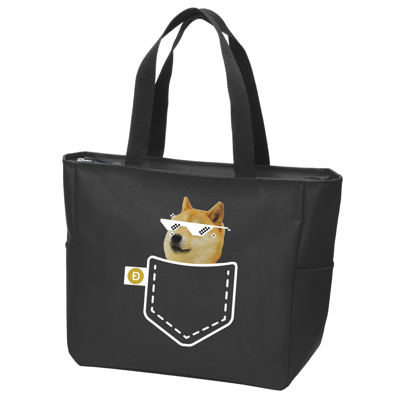 Dogecoin Pocket Doge Coin Zip Tote Bag