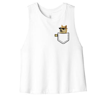 Dogecoin Pocket Doge Coin Women's Racerback Cropped Tank