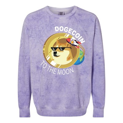 DogeCoin To The Moon Colorblast Crewneck Sweatshirt