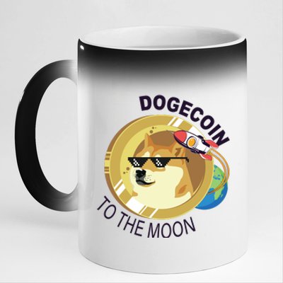 Dogecoin to the moon 11oz Black Color Changing Mug