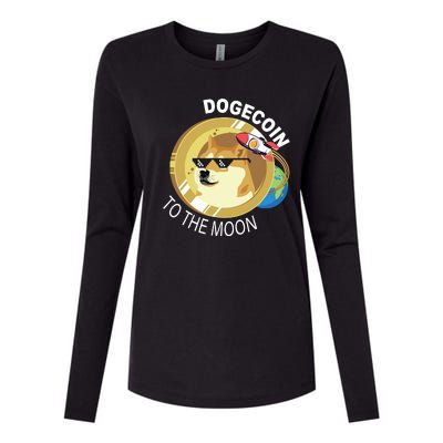 Dogecoin to the moon Womens Cotton Relaxed Long Sleeve T-Shirt