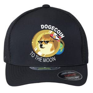 Dogecoin to the moon Flexfit Unipanel Trucker Cap