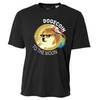 Dogecoin to the moon Cooling Performance Crew T-Shirt